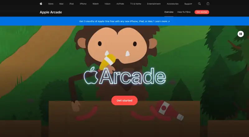 The Apple Arcade homepage