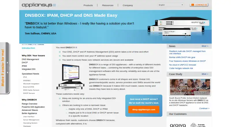 The ApplianSys DNSBOX homepage