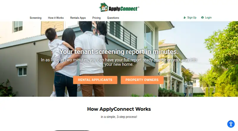 The ApplyConnect homepage