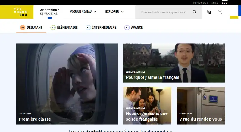 The Learn French with TV5MONDE homepage