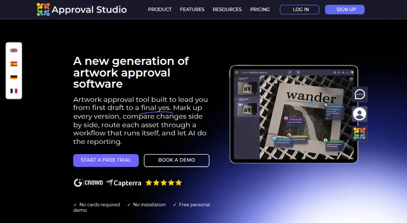 The Approval Studio homepage