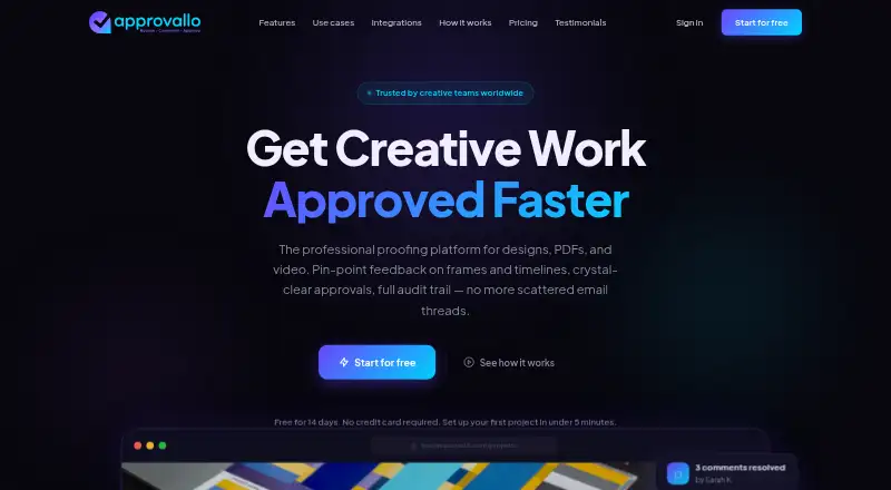 The Approvallo homepage
