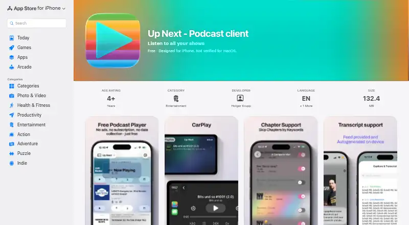 The Up Next homepage