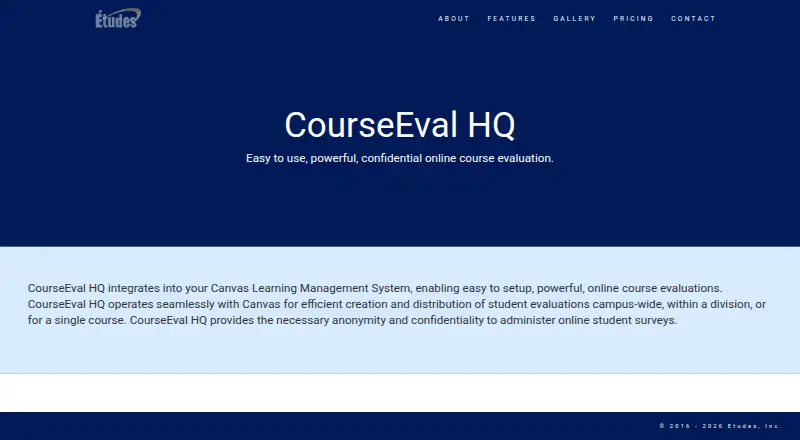 The CourseEval HQ homepage
