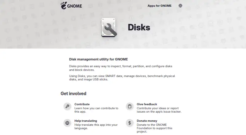 The GNOME Disks homepage