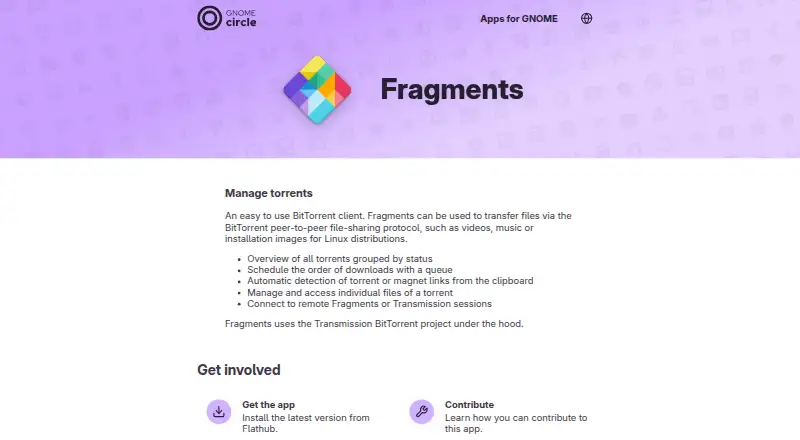 The Fragments homepage