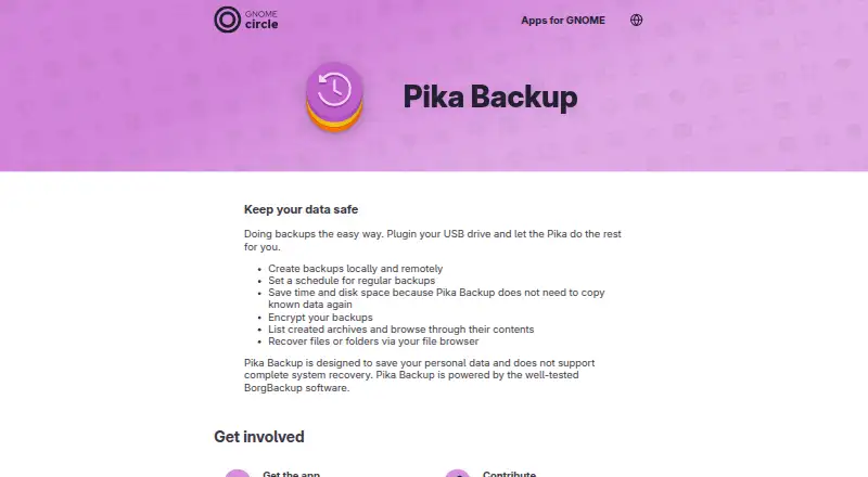 The Pika Backup homepage