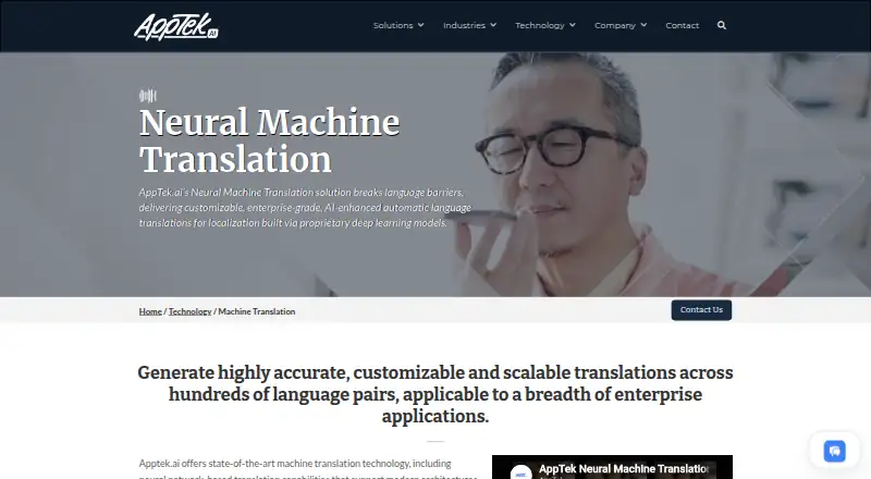 The AppTek Neural Machine Translation homepage