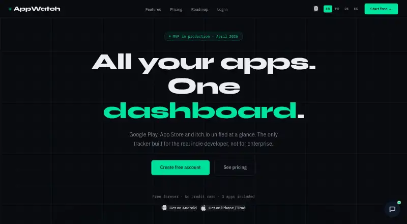 The AppWatch homepage