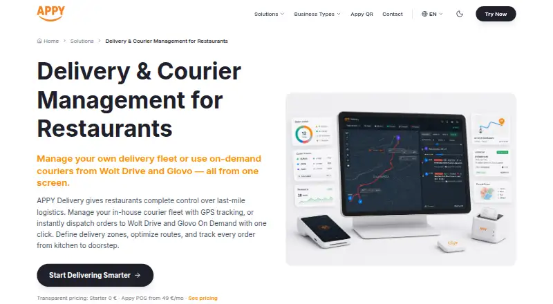The APPY Delivery homepage