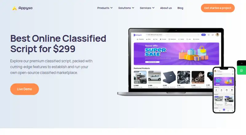 The Appysa Classified Script homepage