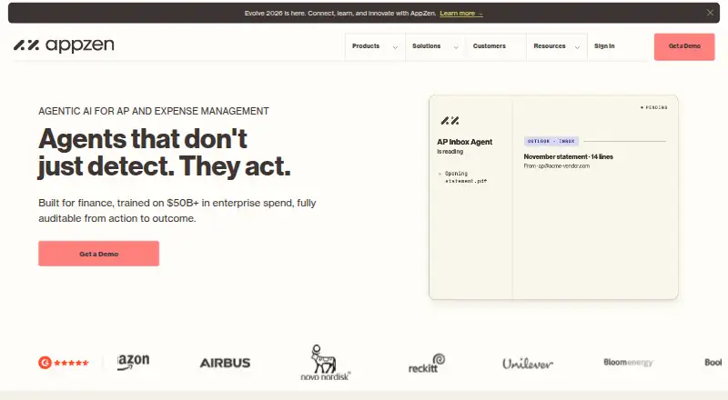 The AppZen homepage