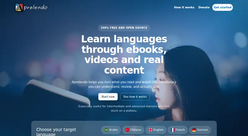 The Aprelendo homepage