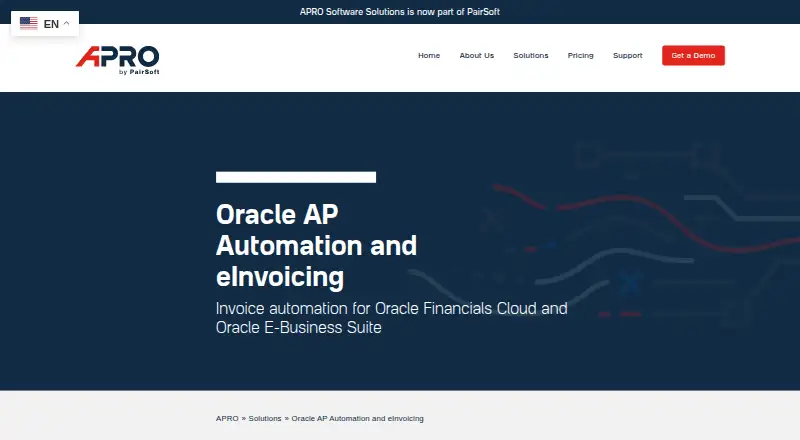 The APRO Invoicing homepage
