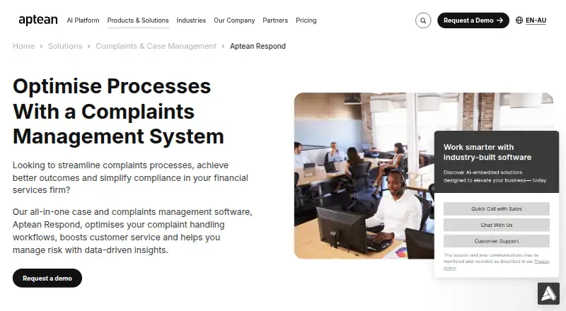The Aptean Respond homepage