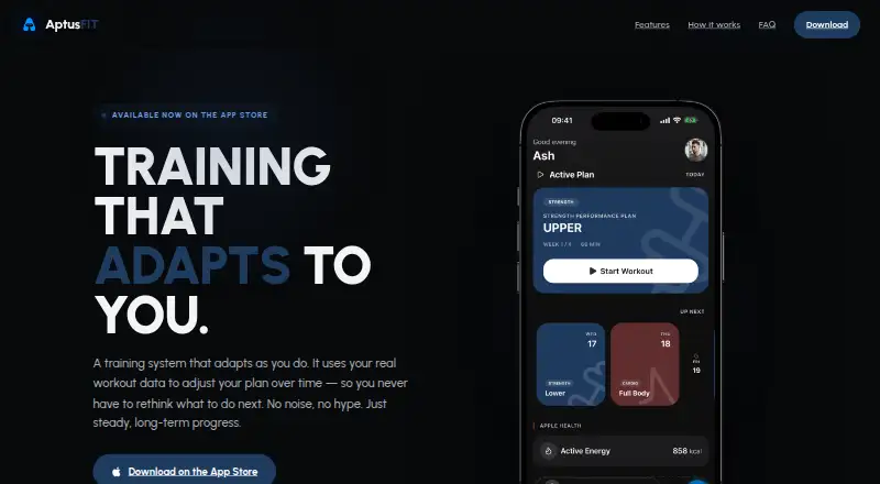 The AptusFIT homepage