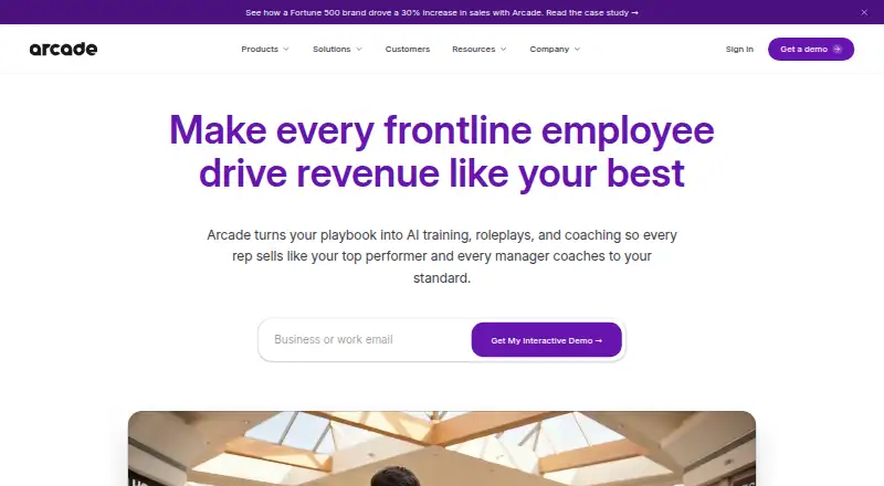 The Arcade homepage
