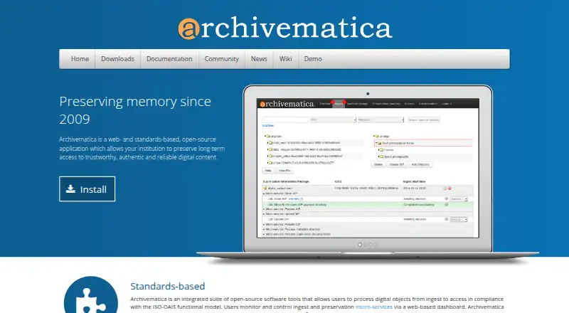 The Archivematica homepage