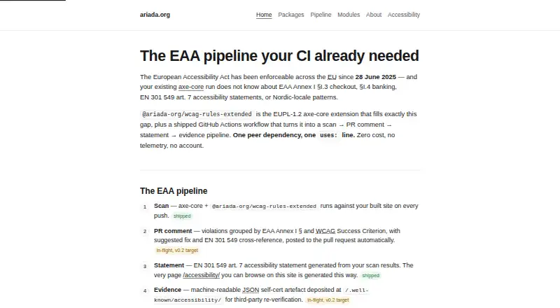 The Ariada homepage