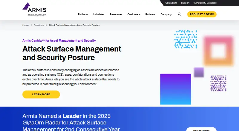 The Armis Centrix for Attack Surface Management homepage