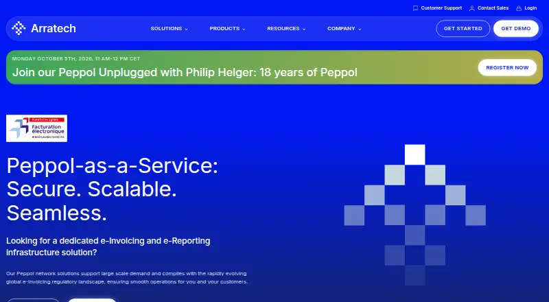 The Arratech Peppol-as-a-Service homepage