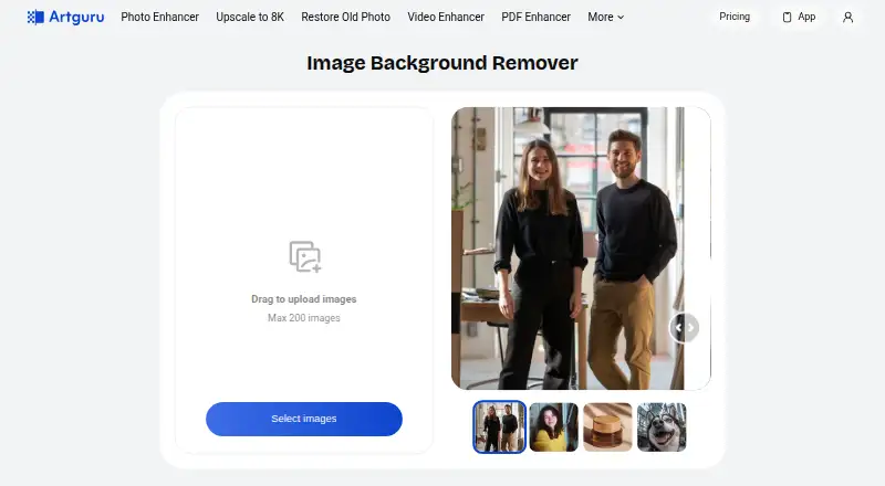 The Artguru Background Remover homepage