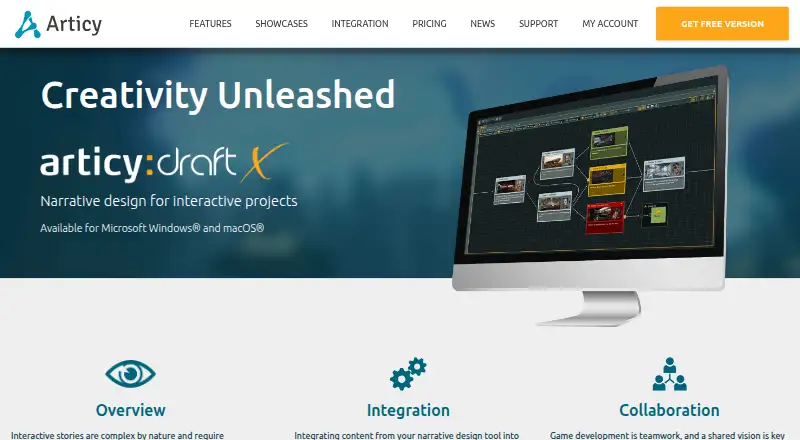 The articy:draft X homepage