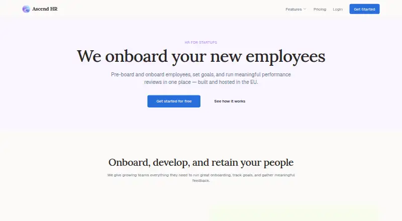 The Ascend HR Onboarding homepage