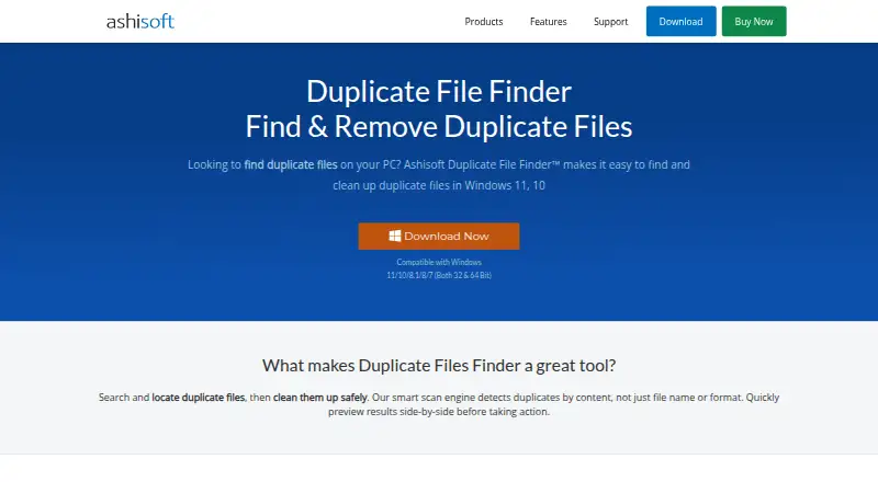 The Ashisoft Duplicate File Finder homepage