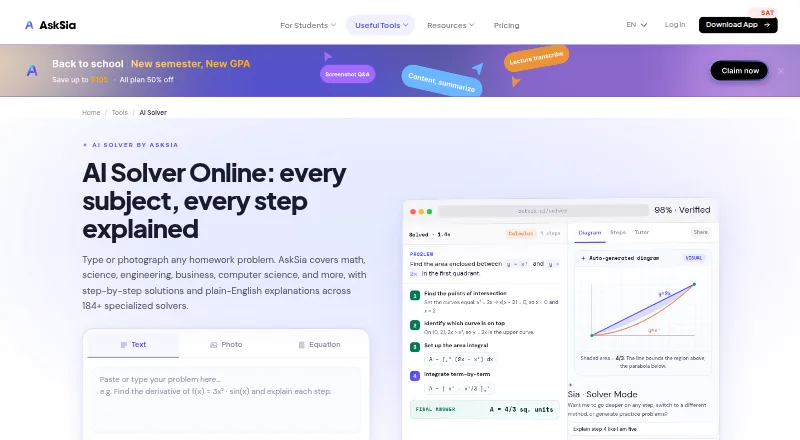 The AskSia homepage