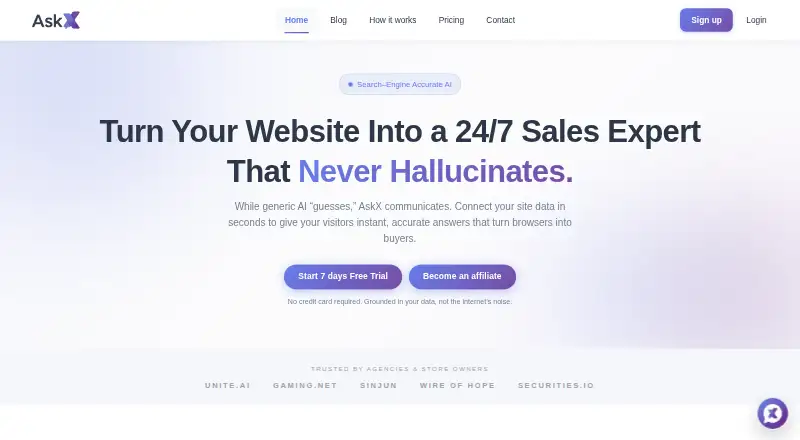 The AskX homepage