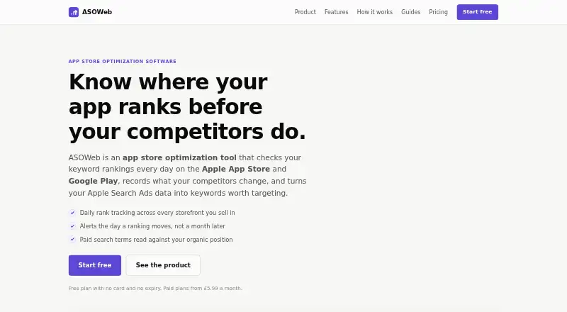 The ASOWeb homepage