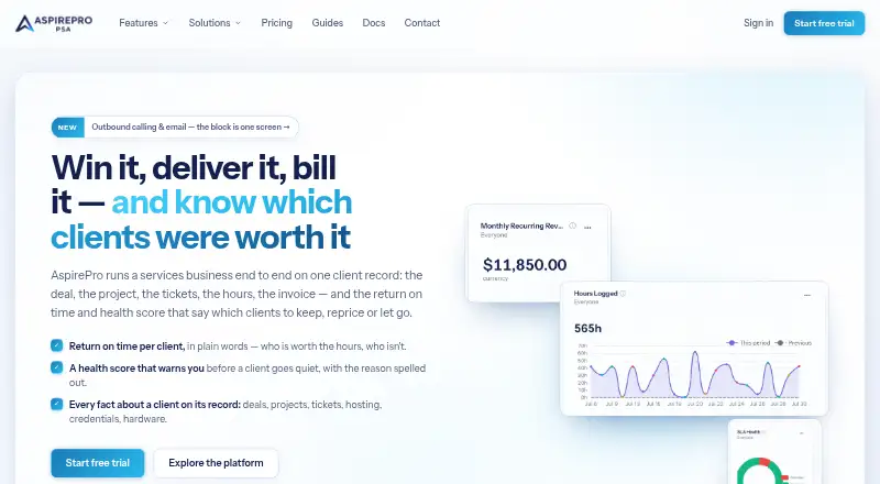 The AspirePro homepage