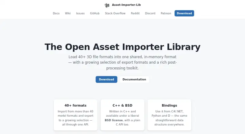 The Open Asset Import Library (Assimp) homepage