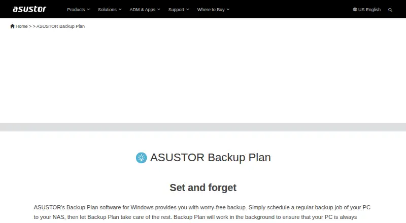 The ASUSTOR Backup Plan homepage