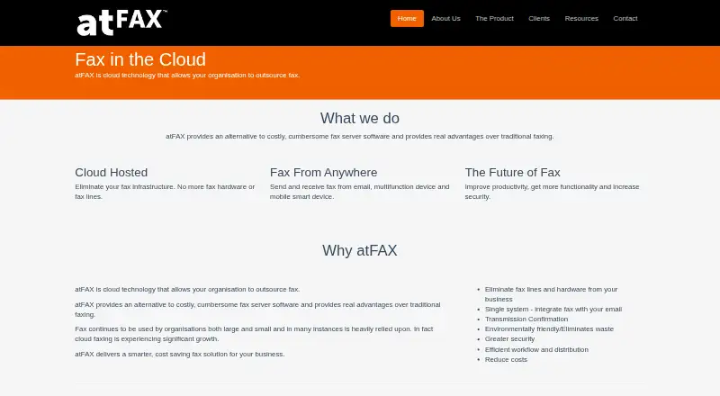 The atFAX homepage