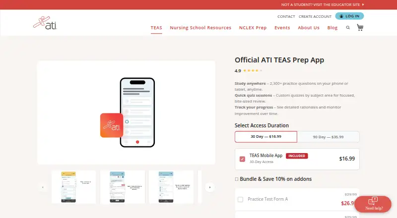 The ATI Testing homepage