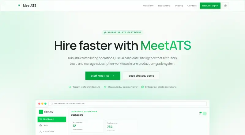 The MeetATS homepage