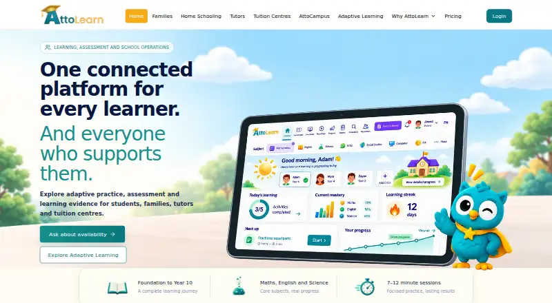 The AttoLearn homepage