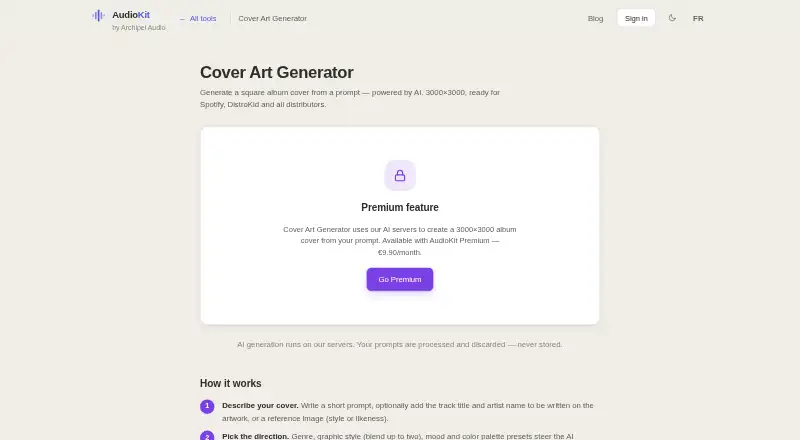 The AudioKit Cover Art Generator homepage