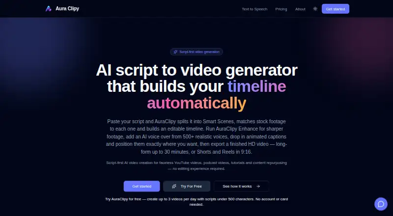 The AuraClipy homepage