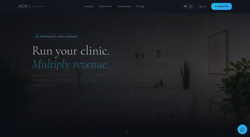 The AURA Med Spa OS homepage