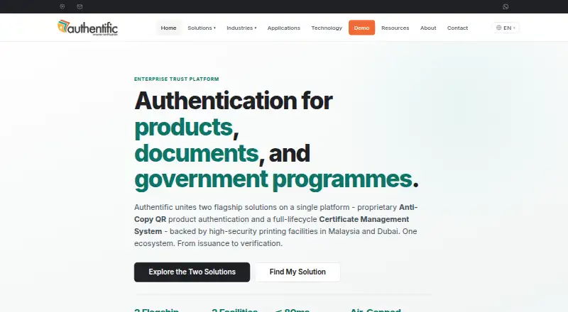 The Authentific homepage
