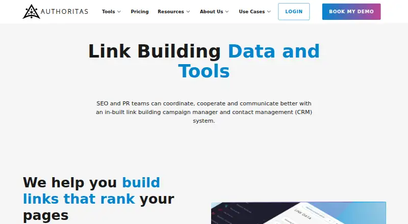 The Authoritas Link Building homepage