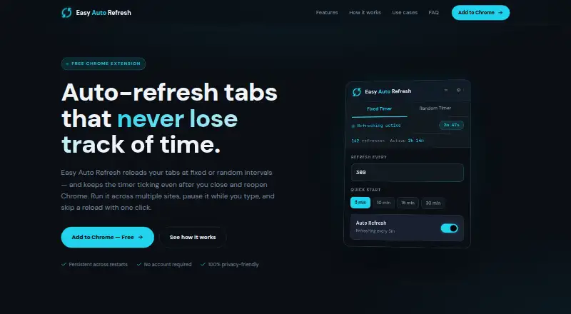 The Easy Auto Refresh homepage