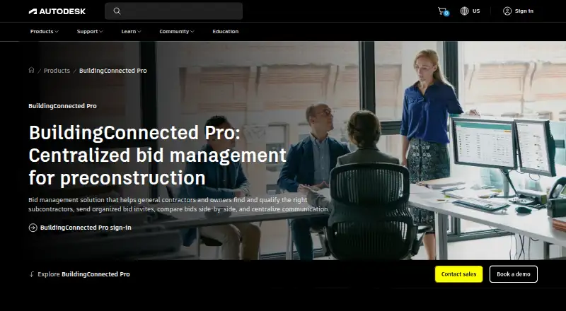 The BuildingConnected Pro homepage