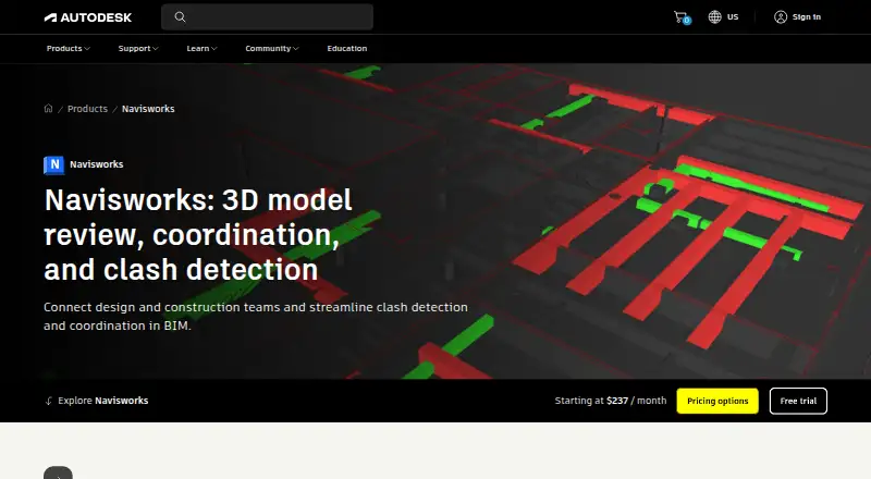 The Autodesk Navisworks homepage