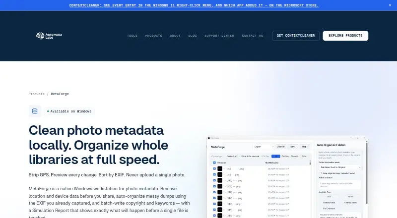 The MetaForge homepage