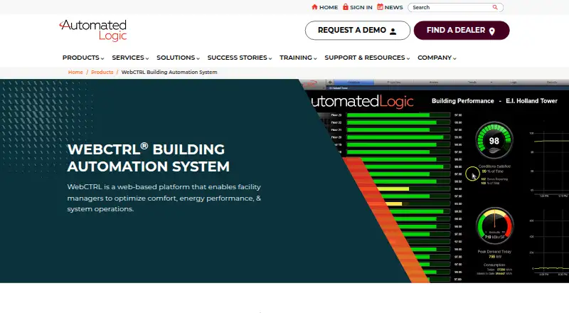 The Automated Logic WebCTRL homepage