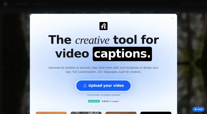 The AutoSubtitles homepage